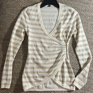 Cream and gold stripe Guess sweater, Sz S
